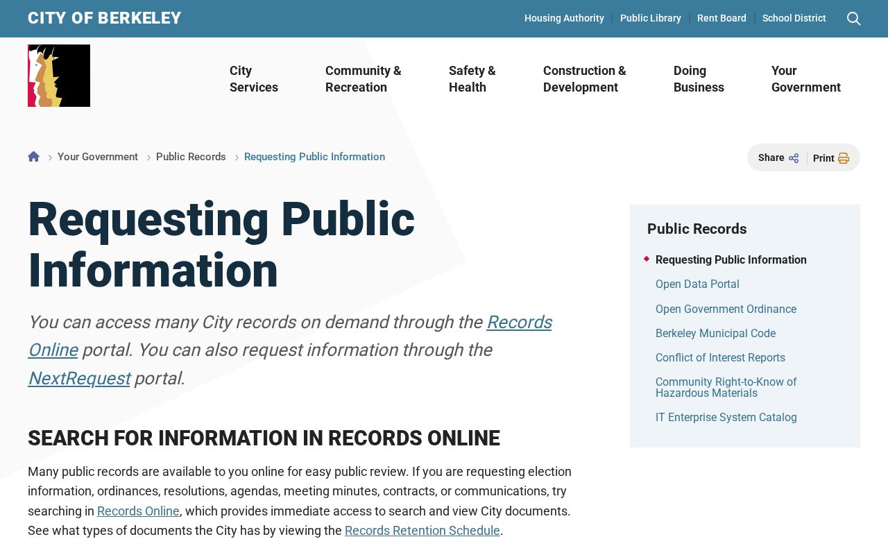 Berkeley public records city public information request page