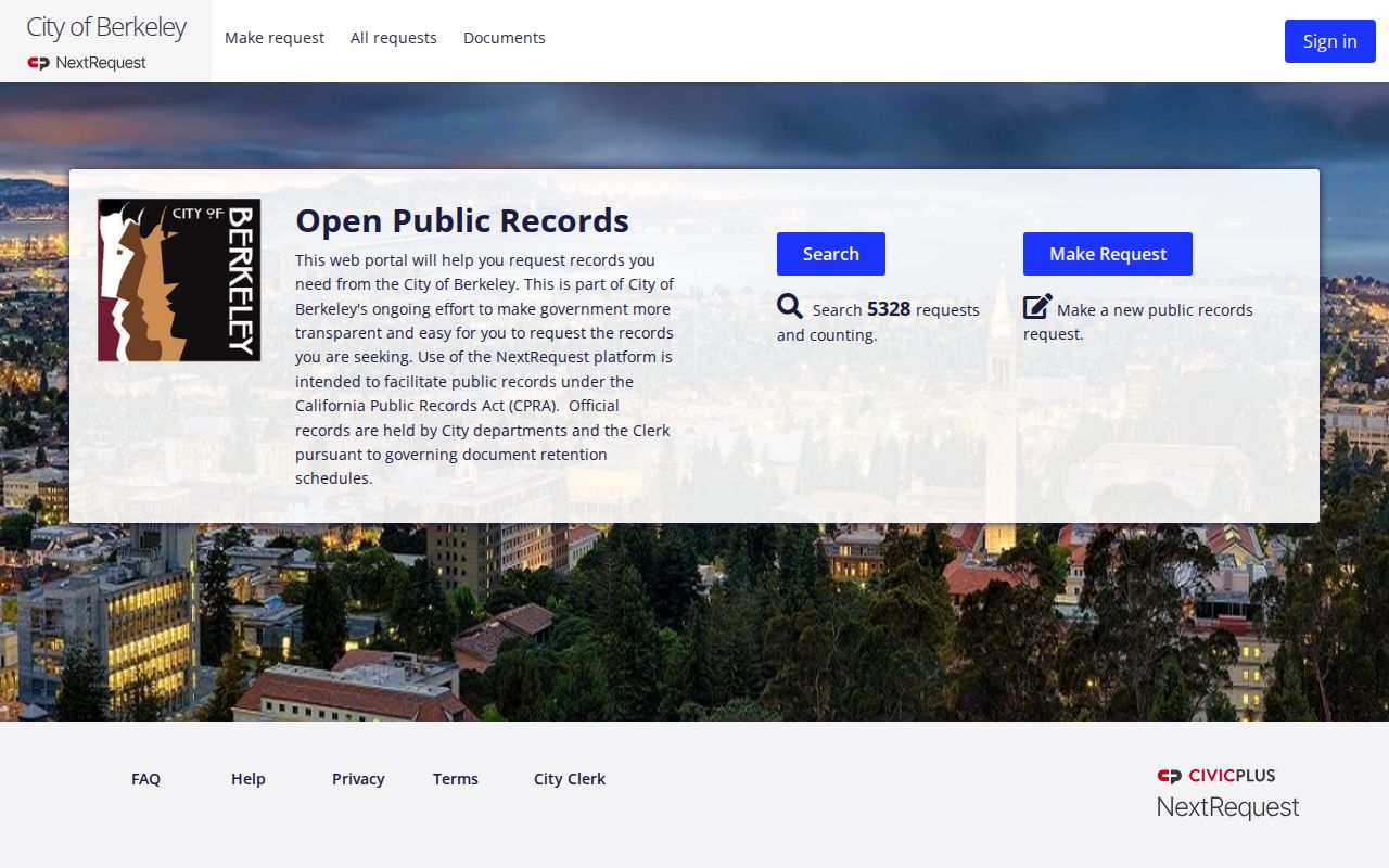 Berkeley people search NextRequest public records portal