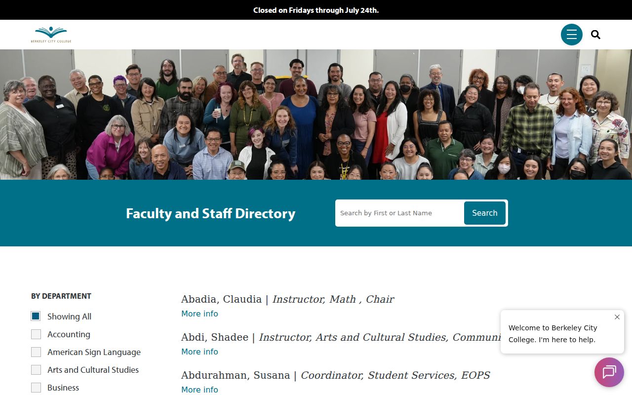 Berkeley people directories City College faculty and staff page