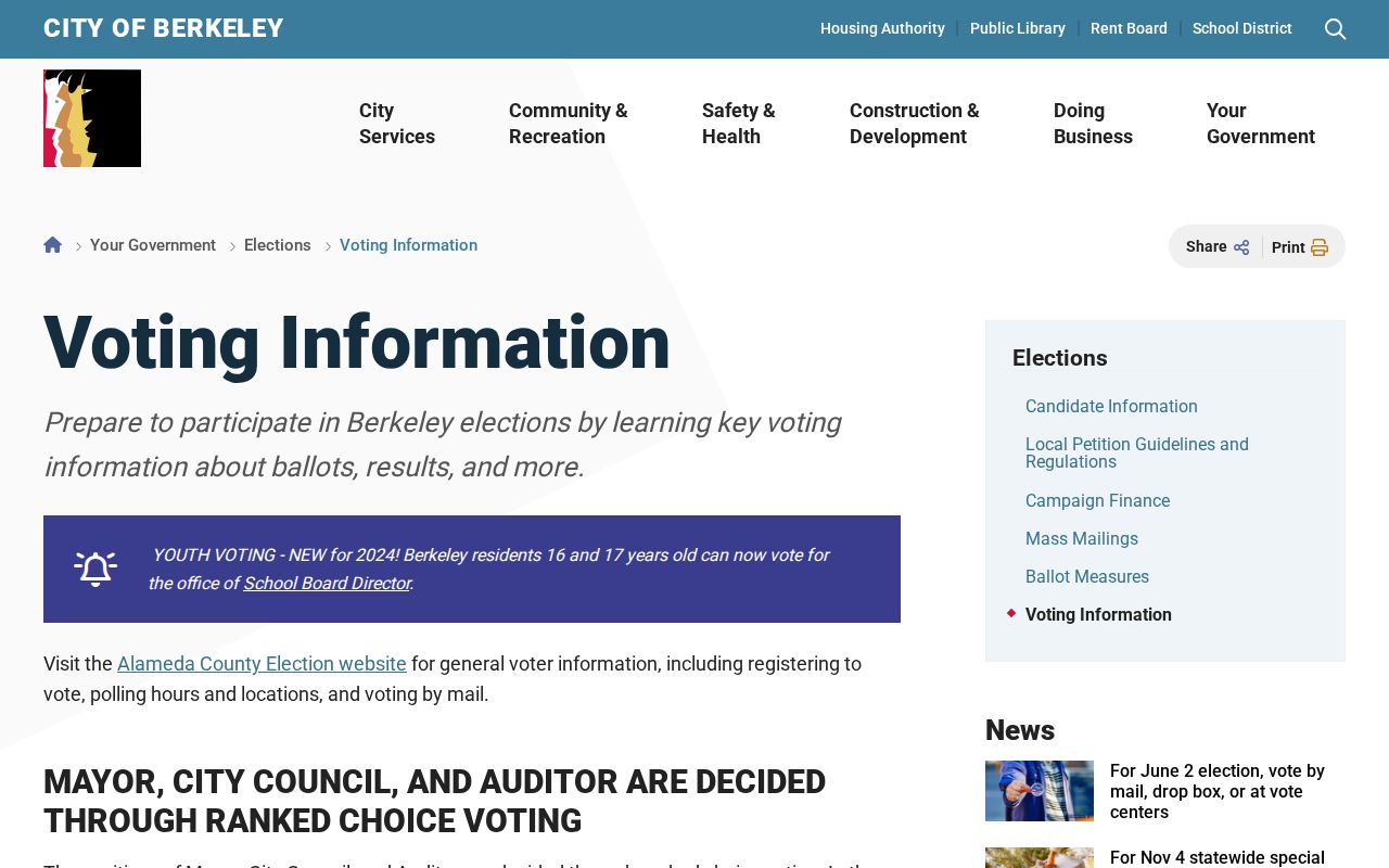 Berkeley voter registration records city voting information page
